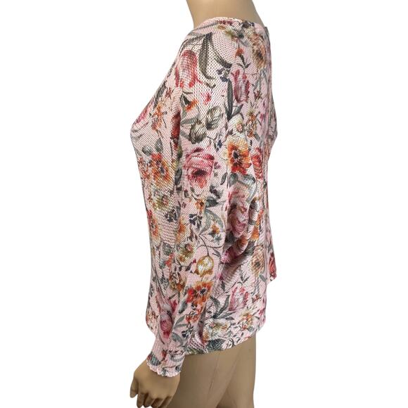 Luisa Ricci Italy Pink Colorful Floral Dolman Bateau Neck Pullover Sweater SZ S - Picture 5 of 9
